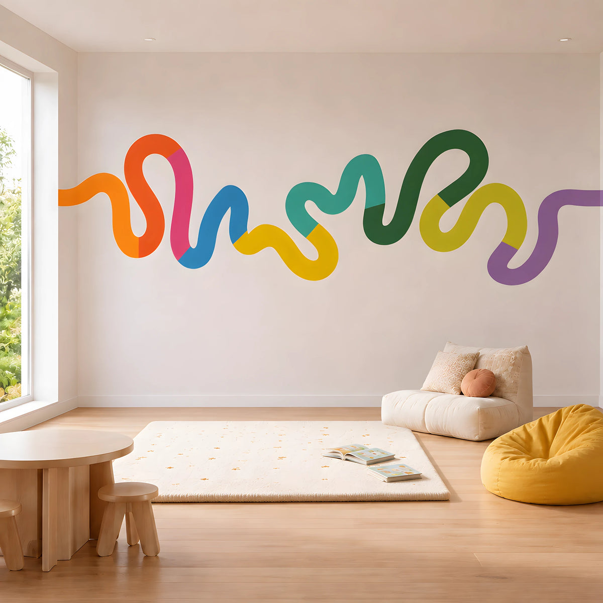 Colorful Squiggle Rainbow Wall Decal
