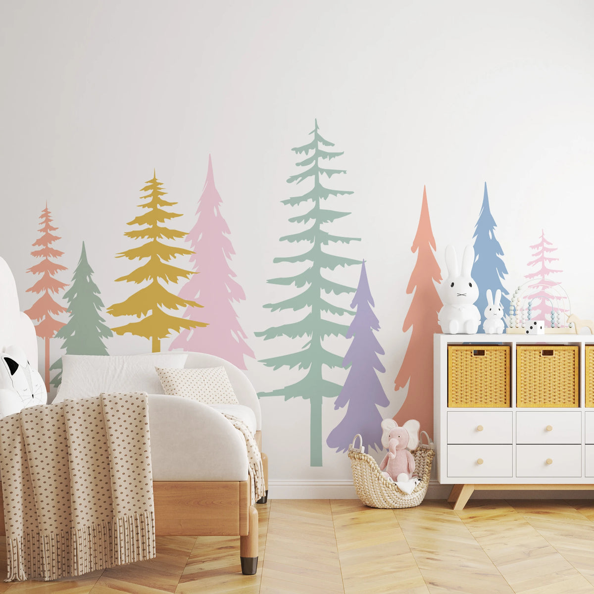 Pastel Pine Trees Wall Decals