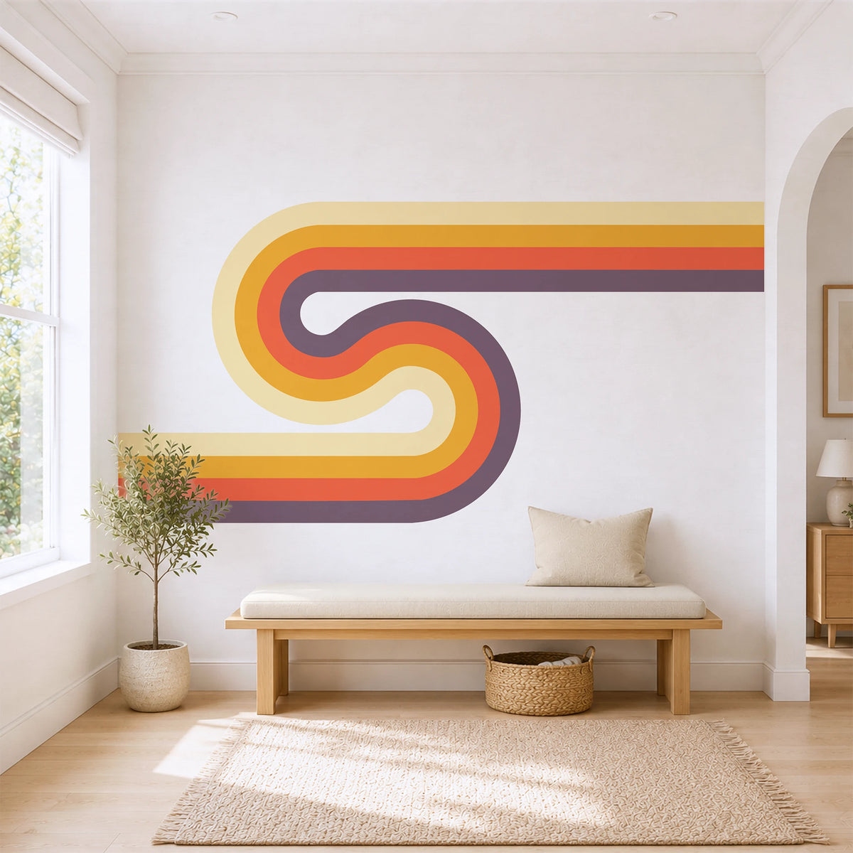 70s Bold Minimalist Wave Wall Decal