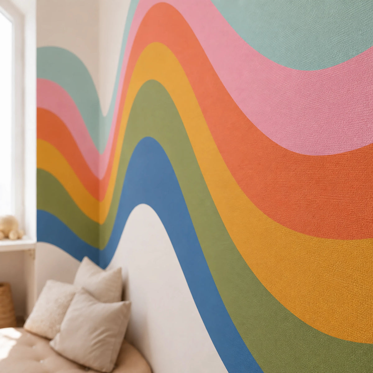 Wavy Rainbow Stripe Wall Decal