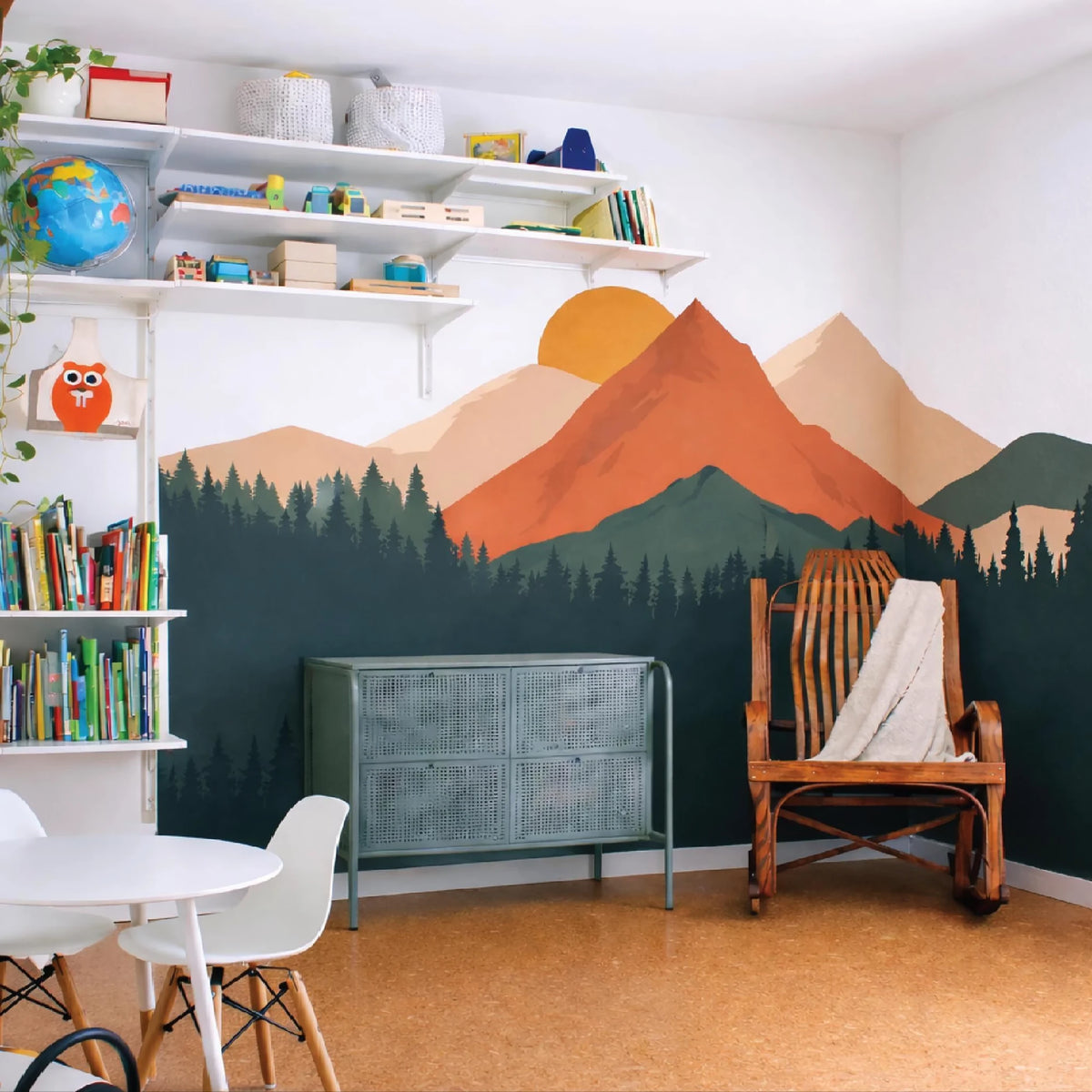 Boho Mountain Forest Wall Decal