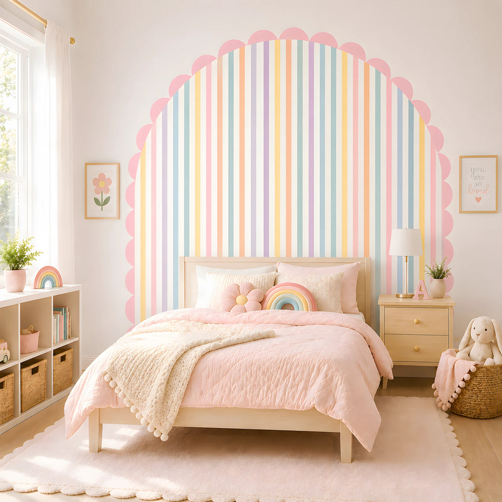 Pastel Rainbow Stripe Arch Wall Decal