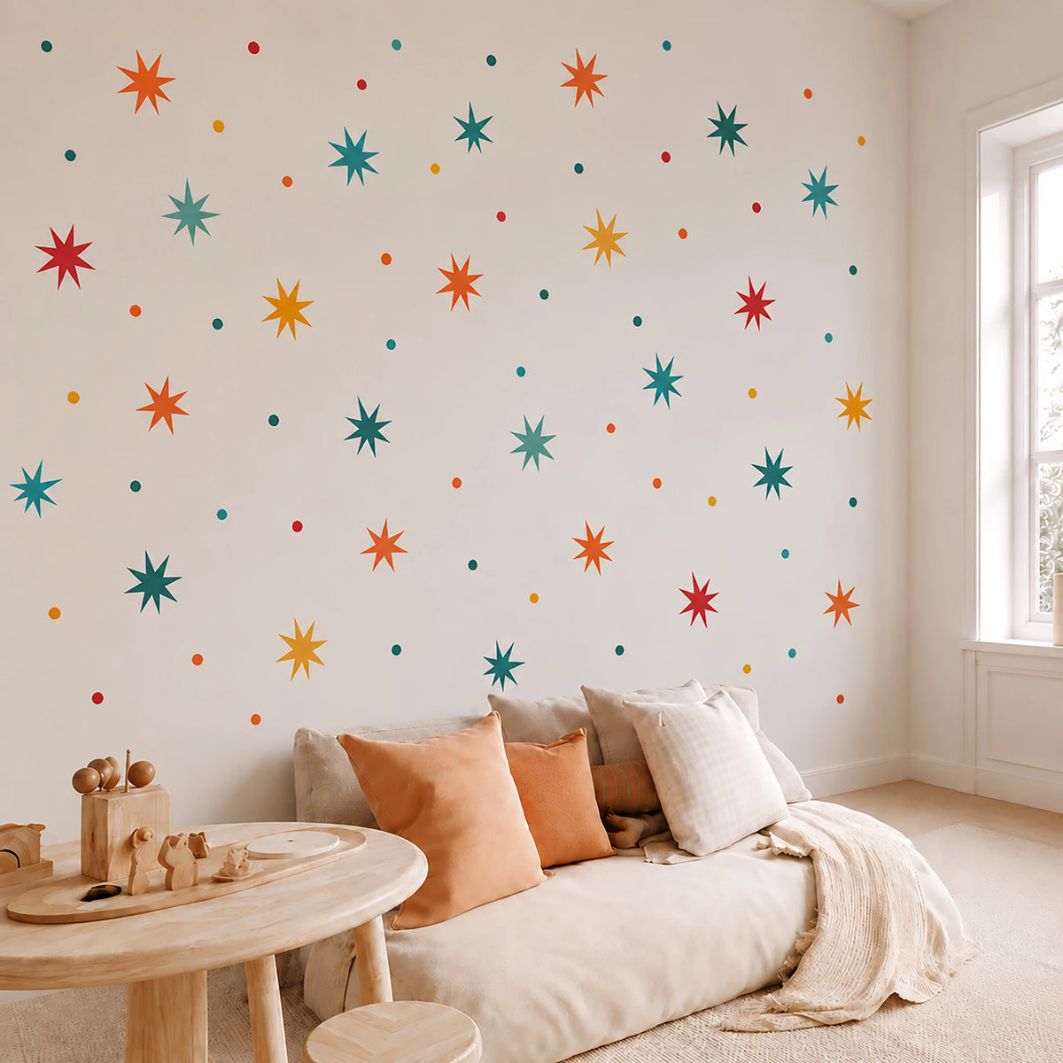 Whimsical Stars and Dots Removable Wall Stickers