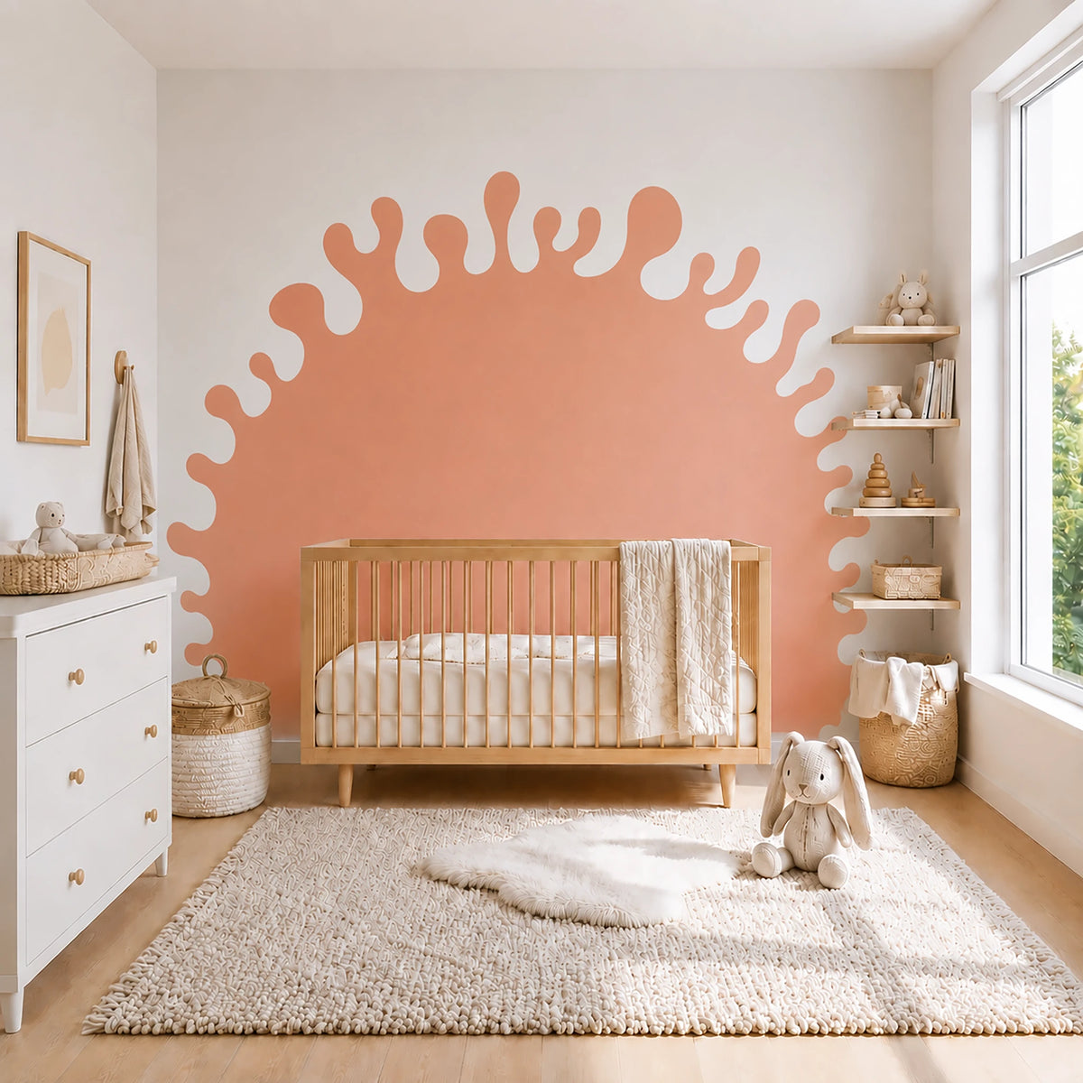Abstract Retro Sunburst Headboard Decal