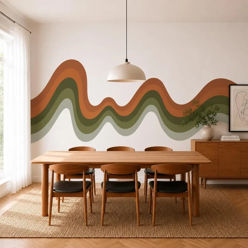 Earthy Wavy Stripe Wall Decal