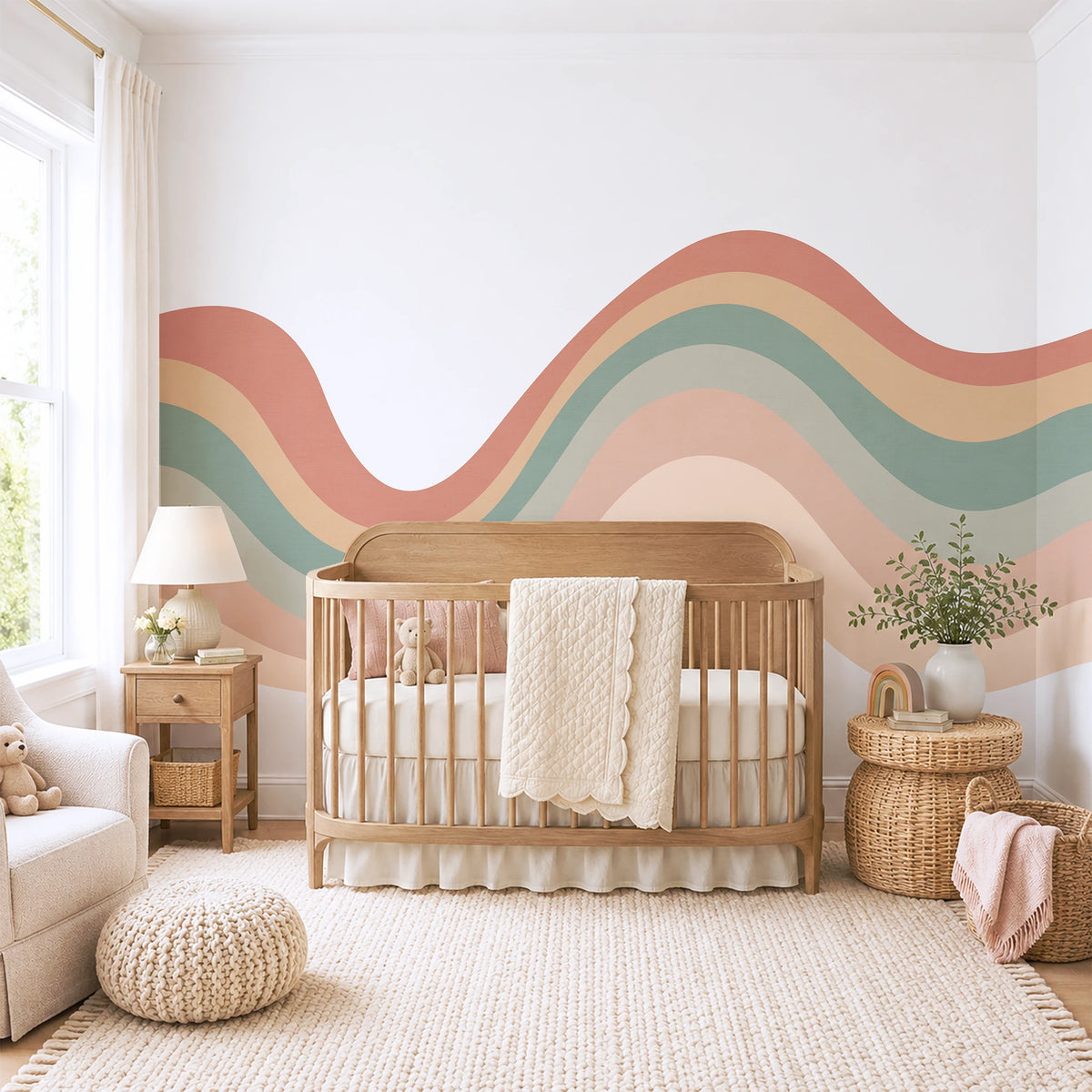 Wavy Rainbow Stripe Wall Decal