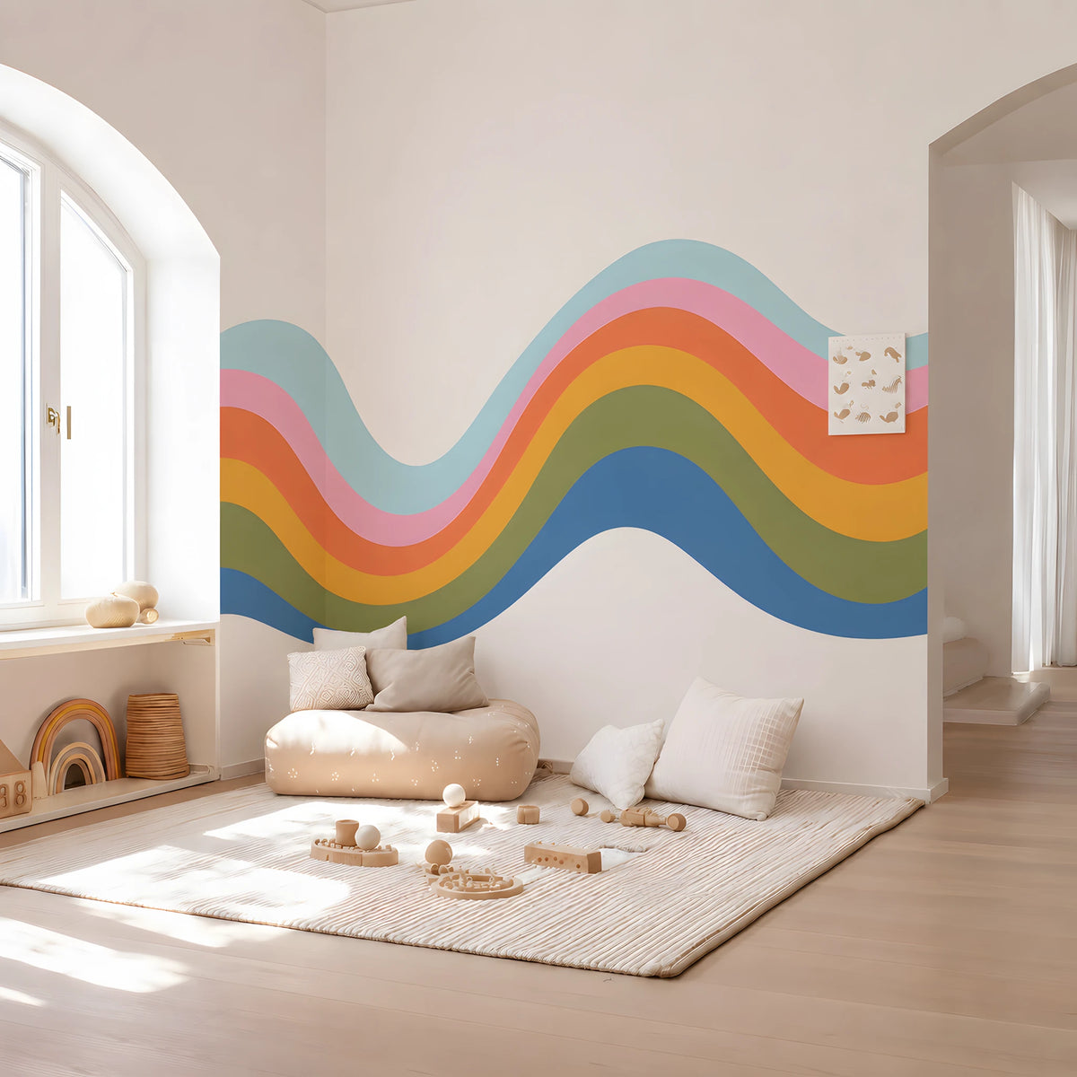 Wavy Rainbow Stripe Wall Decal