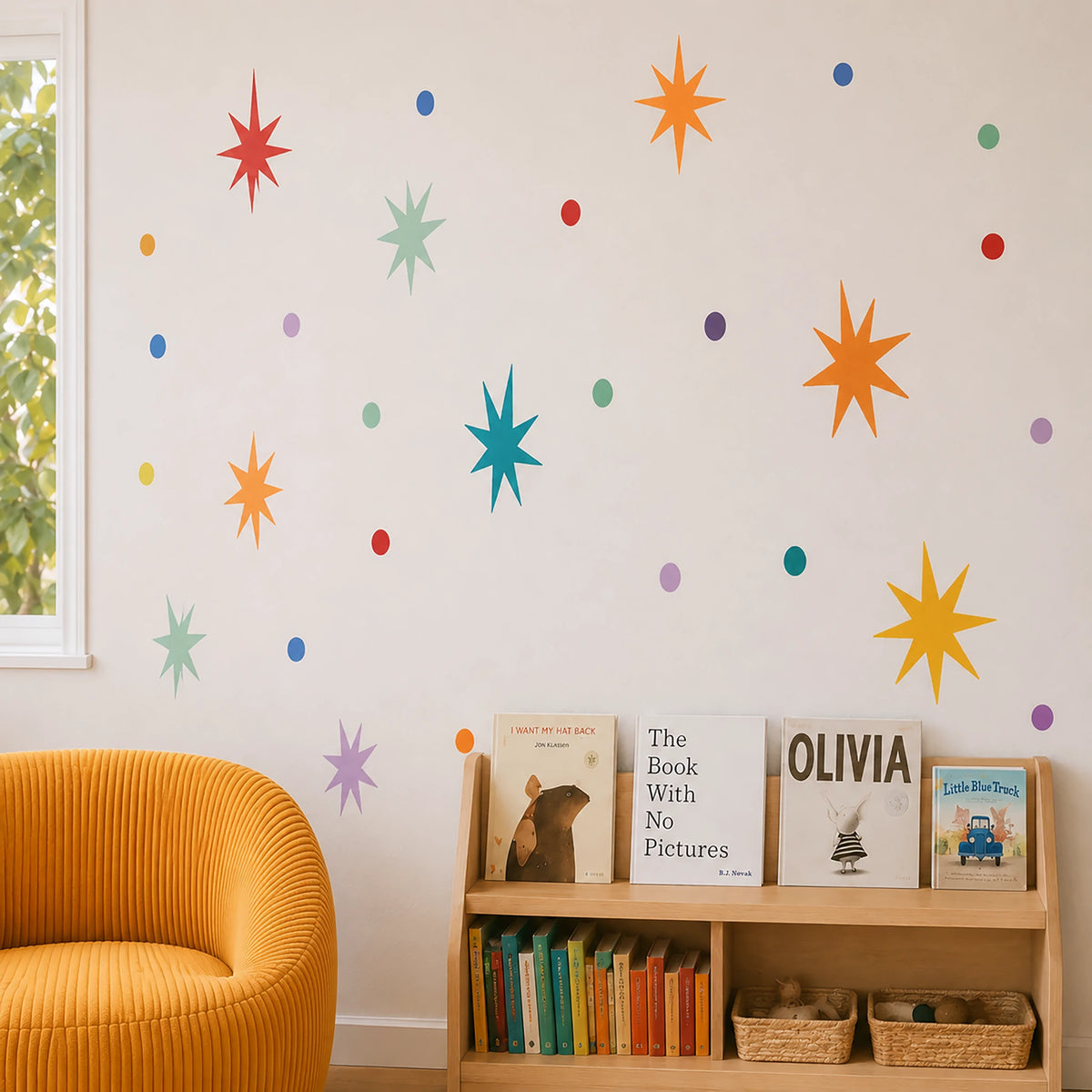 Whimsical Stars and Dots Removable Wall Stickers